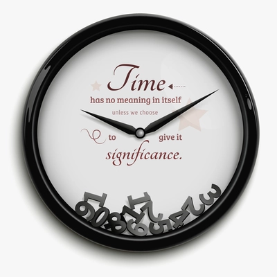 Wall clock in original design with time stopped isolated on white background vector illustration