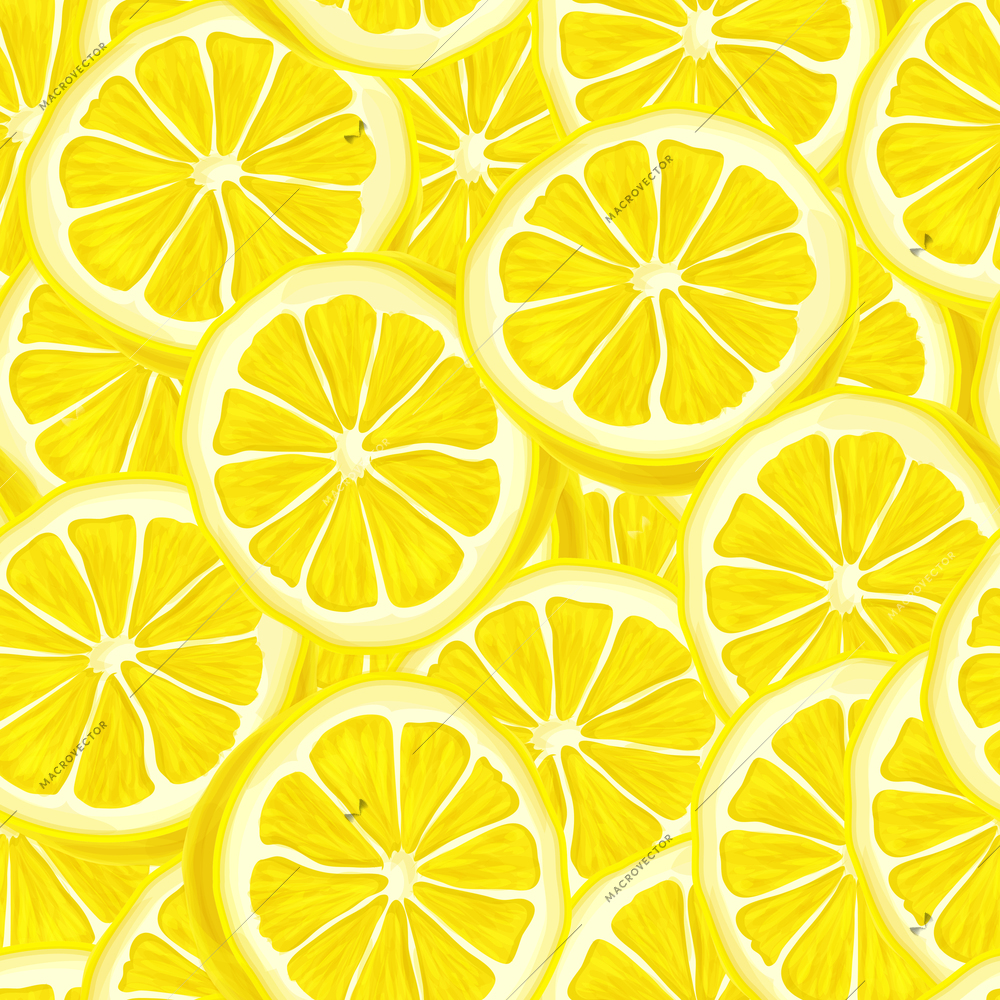 Seamless riped juicy sliced lemons pattern background vector illustration