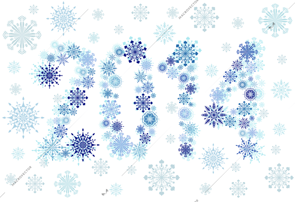 New year 2014 by snow stars background vector illustration