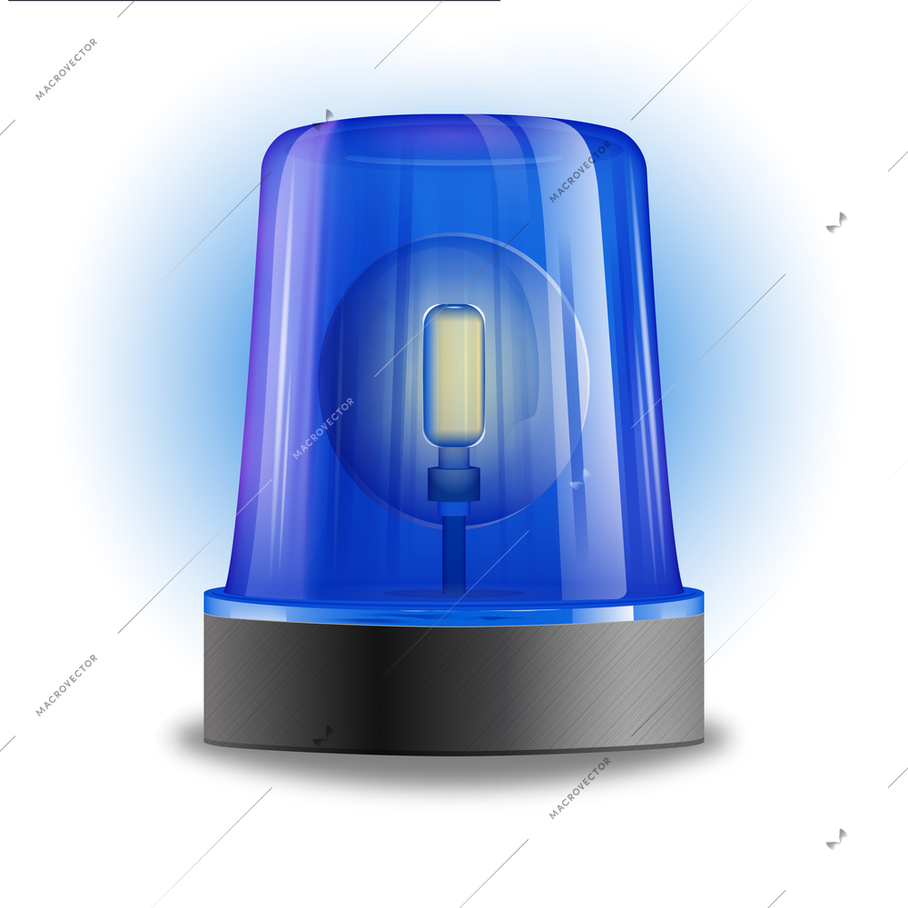 Single design element demonstrating blue flasher siren with spinning beacon for police cars ambulance or fire trucks vector illustration