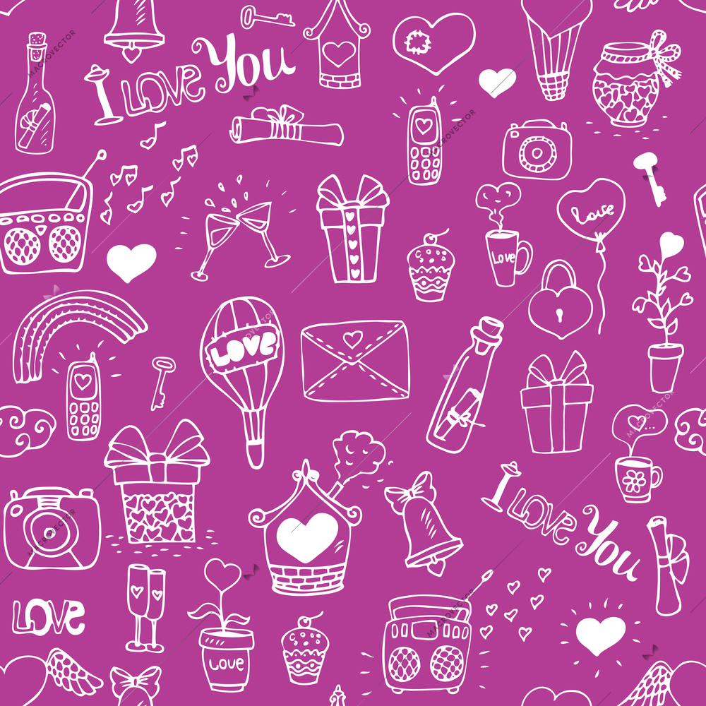 Seamless sweet love pattern for girls vector illustration