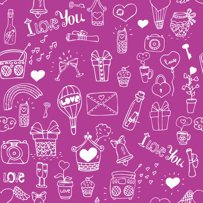 Seamless sweet love pattern for girls vector illustration