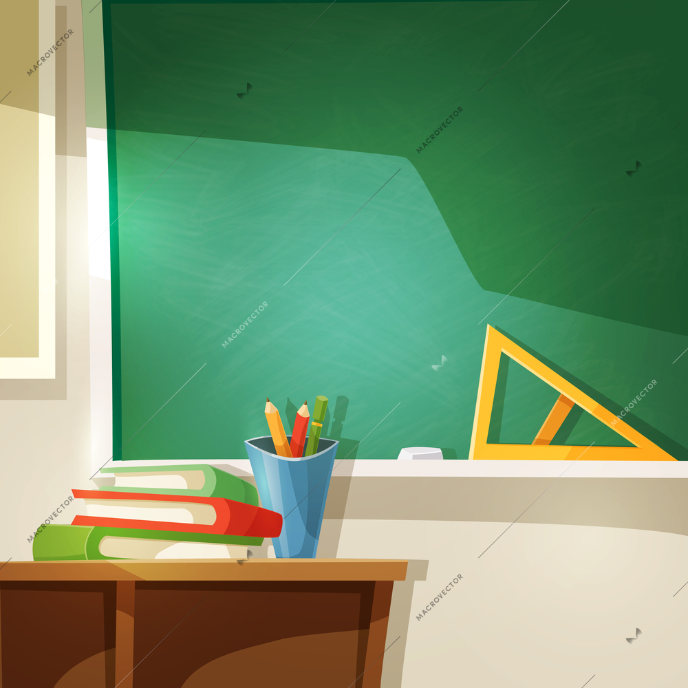 Classroom Cartoon Background. School Lesson Vector Illustration.  Education Design.Classroom Decorative Illustration.