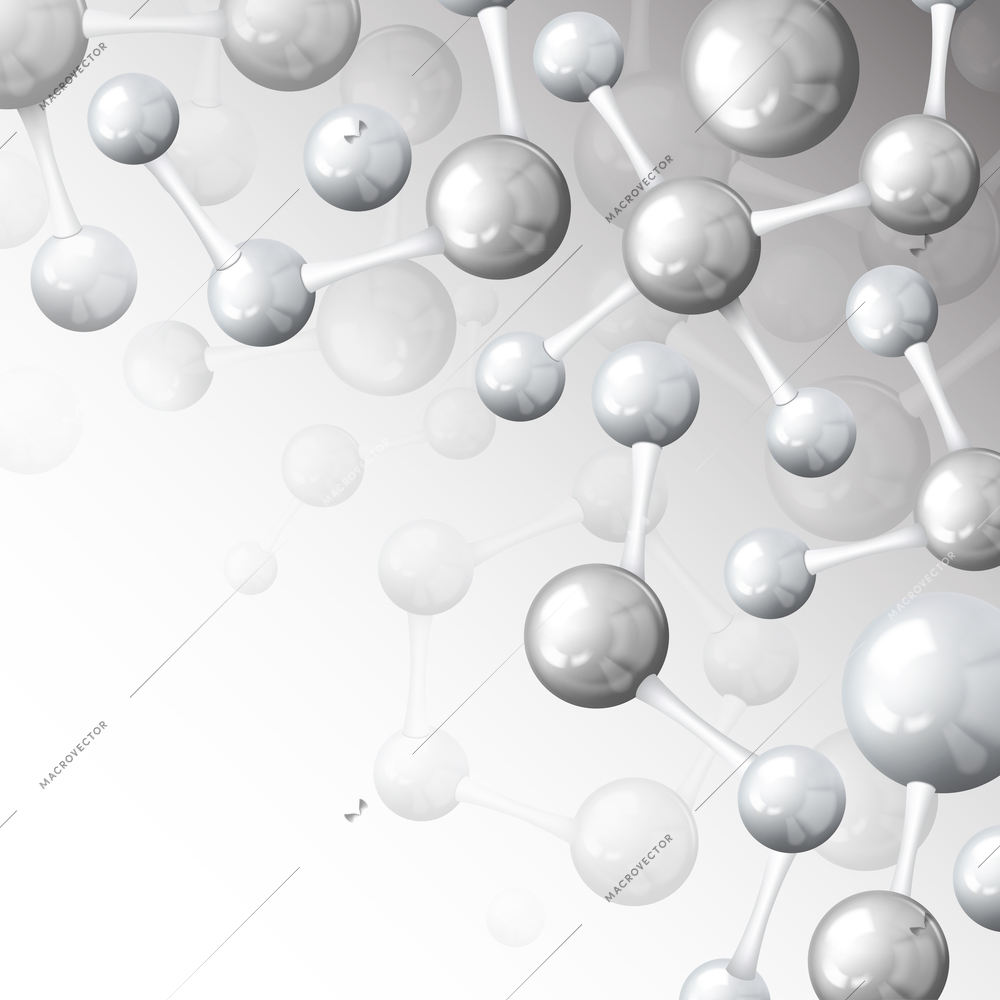 3d atomic structure molecule model grey background wallpaper vector illustration