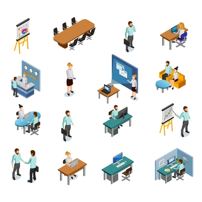 Isometric Business People Icons Set Vector Illustration