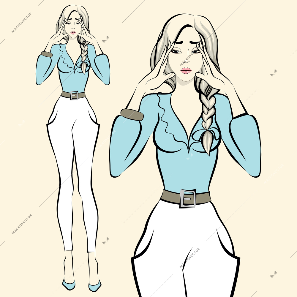 Sexy beautiful elegantly dressed upset woman vector illustration