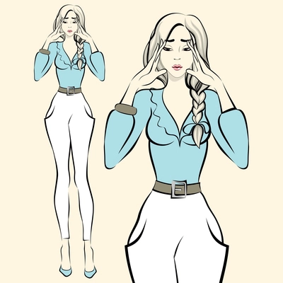 Sexy beautiful elegantly dressed upset woman vector illustration