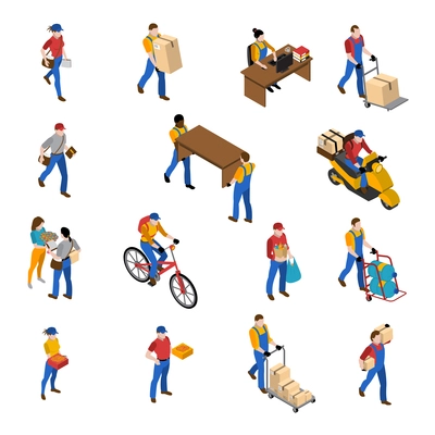 Logistics and delivery isometric icons set with warehouse symbols isolated vector illustration