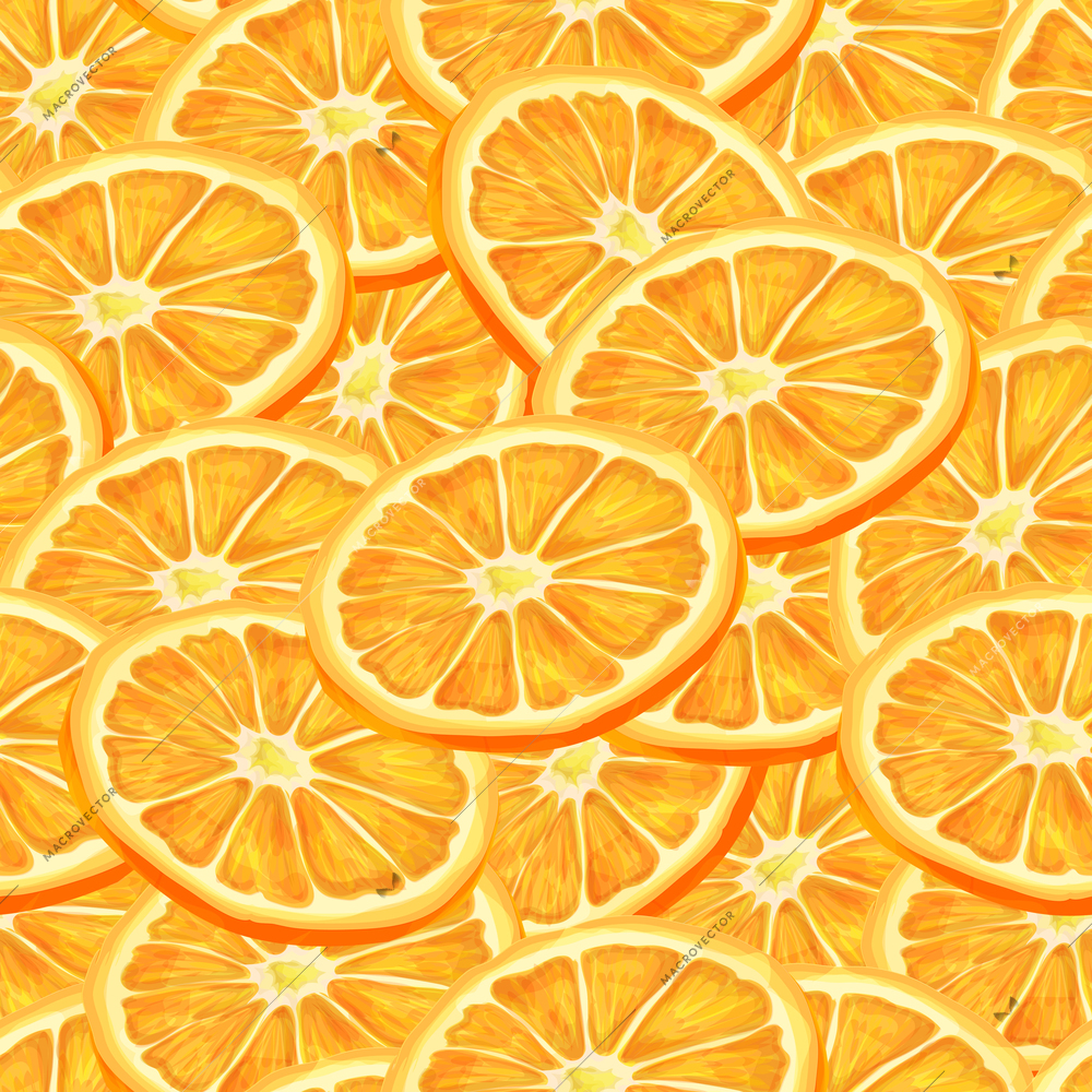 Seamless riped juicy sliced oranges pattern background vector illustration