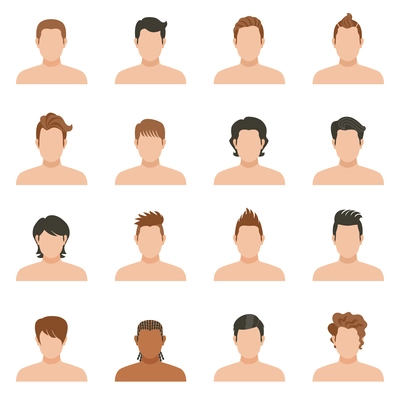 Set of color icons of hairstyle man without face vector illustartion