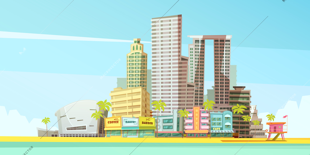 Miami skyline design concept for  business travel and tourism presentation flat vector illustration