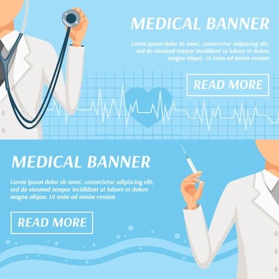 Health care medical banners webpage design with general practitioner doctor and heart rate symbol isolated vector illustration