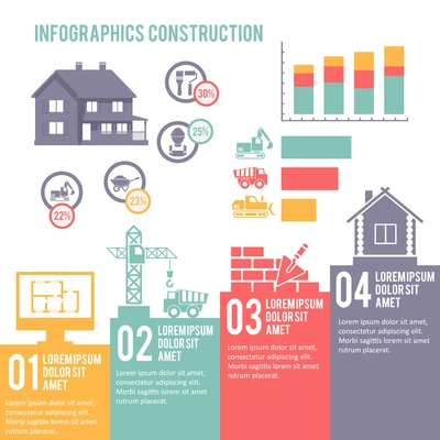 Construction engineering and building infographic elements set vector illustration