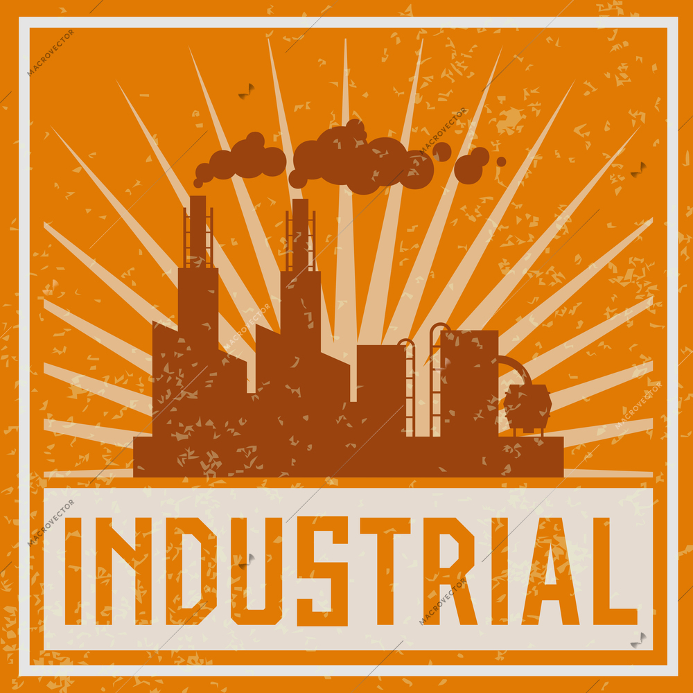 Construction industrial complex silhouette emblem print vector illustration