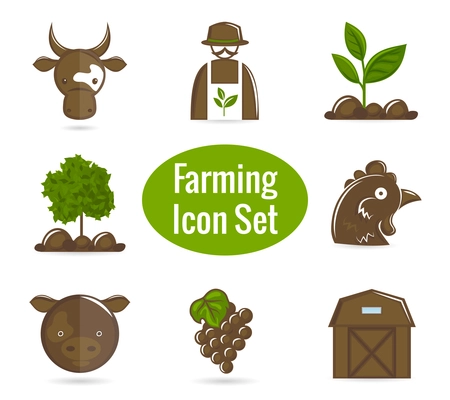 Farming harvesting and agriculture decorative icons set of livestock farmer and  harvest isolated vector illustration