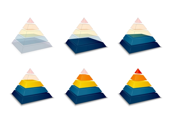 Pyramidal progress or loading bar indicator vector illustration
