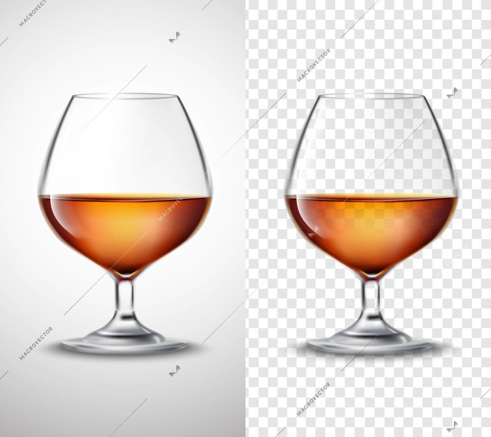 Wine glass with golden alcohol drink serving 2 vertical banners set with transparent background isolated vector illustration