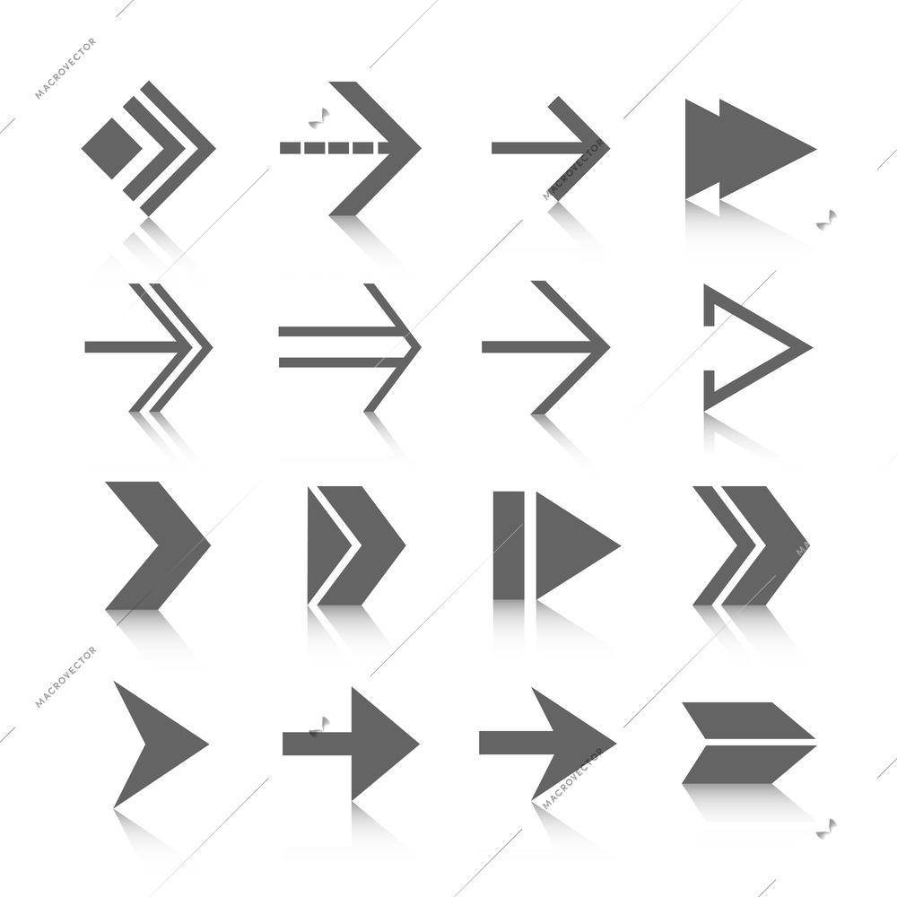 Black arrows symbols pictograms set isolated vector illustration