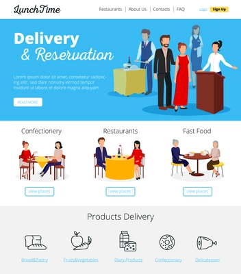 Restaurant online delivery orders and fast food cafe bars  reservations service infographic flat banners design vector illustration