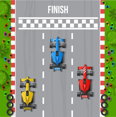 Race Finish Top View Background Vector Illustration