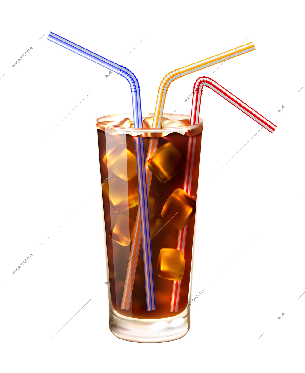 Glass And Straws Realistic Vector Illustration