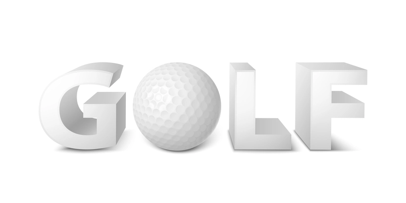 Golf ball logo, emblem template 3d vector illustration