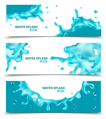 Abstract water blue splashes banners on white background for summer labels and design elements vector illustration