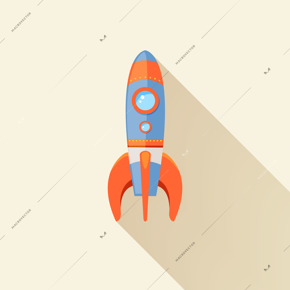 Space rocket ship start cartoon futuristic travel emblem with stars on background vector illustration