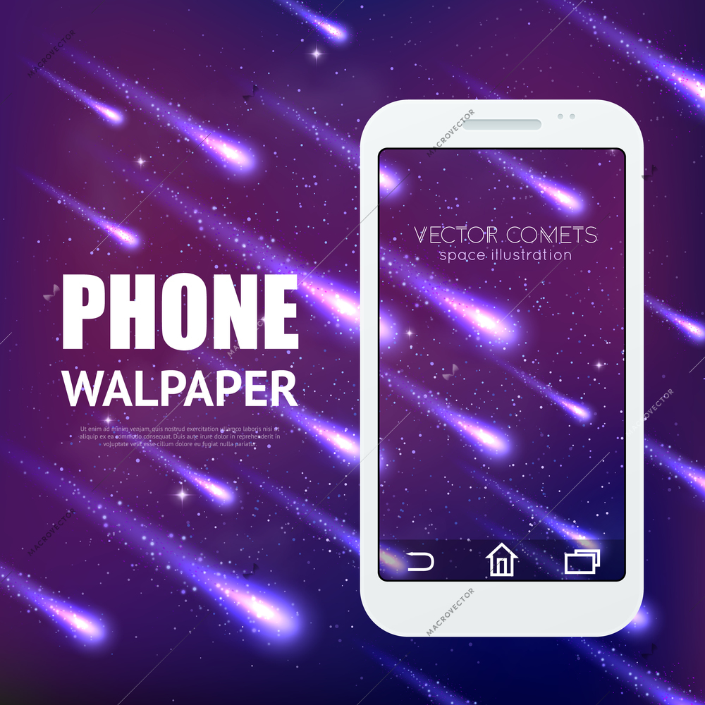 Meteor rain background with falling shining comets for mobile interface wallpaper vector illustration