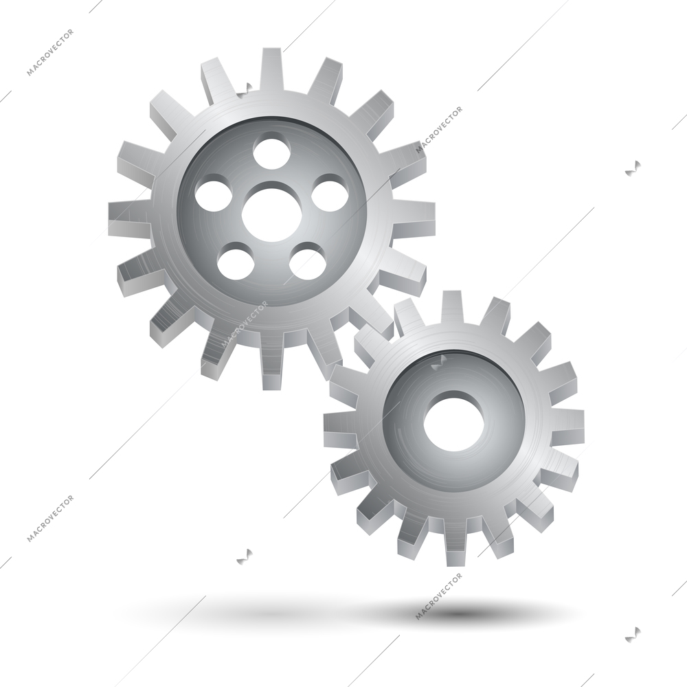 Decorative cog wheel gear mechanism teamwork business concept or engineering symbol print vector illustration