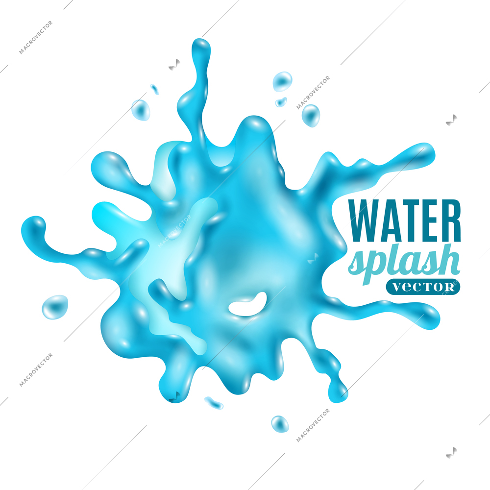 Abstract water blue splash on white background design concept in 3d style vector illustration