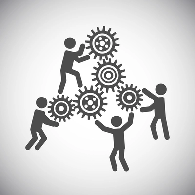 Gear cog wheels teamwork working people collaboration concept vector illustration