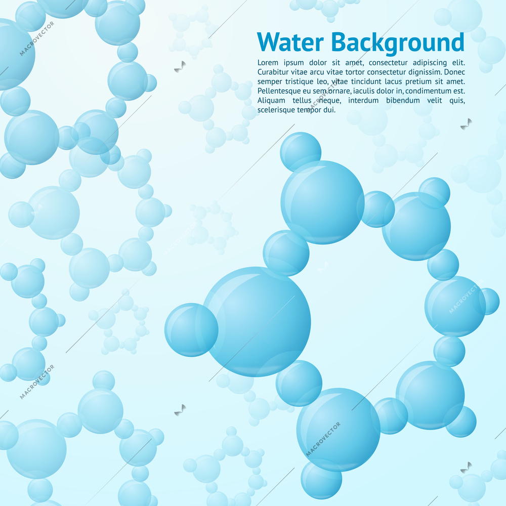 Water molecules structure science chemistry nature background vector illustration