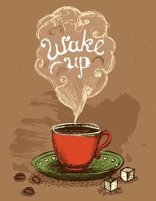 Good morning, wake up coffee cup vector illustration