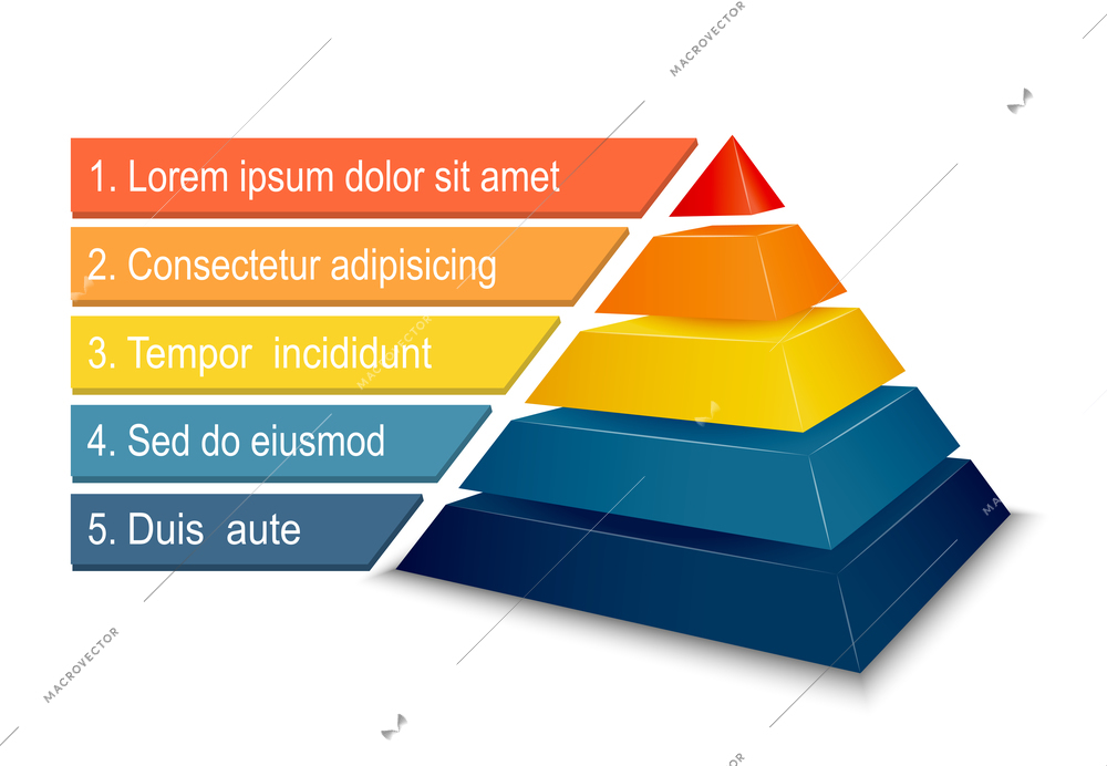 Pyramid chart for infographics presentation vector illustration