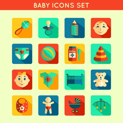 Decorative baby child icons set with bottle rattle toy ball boy and girl vector illustration