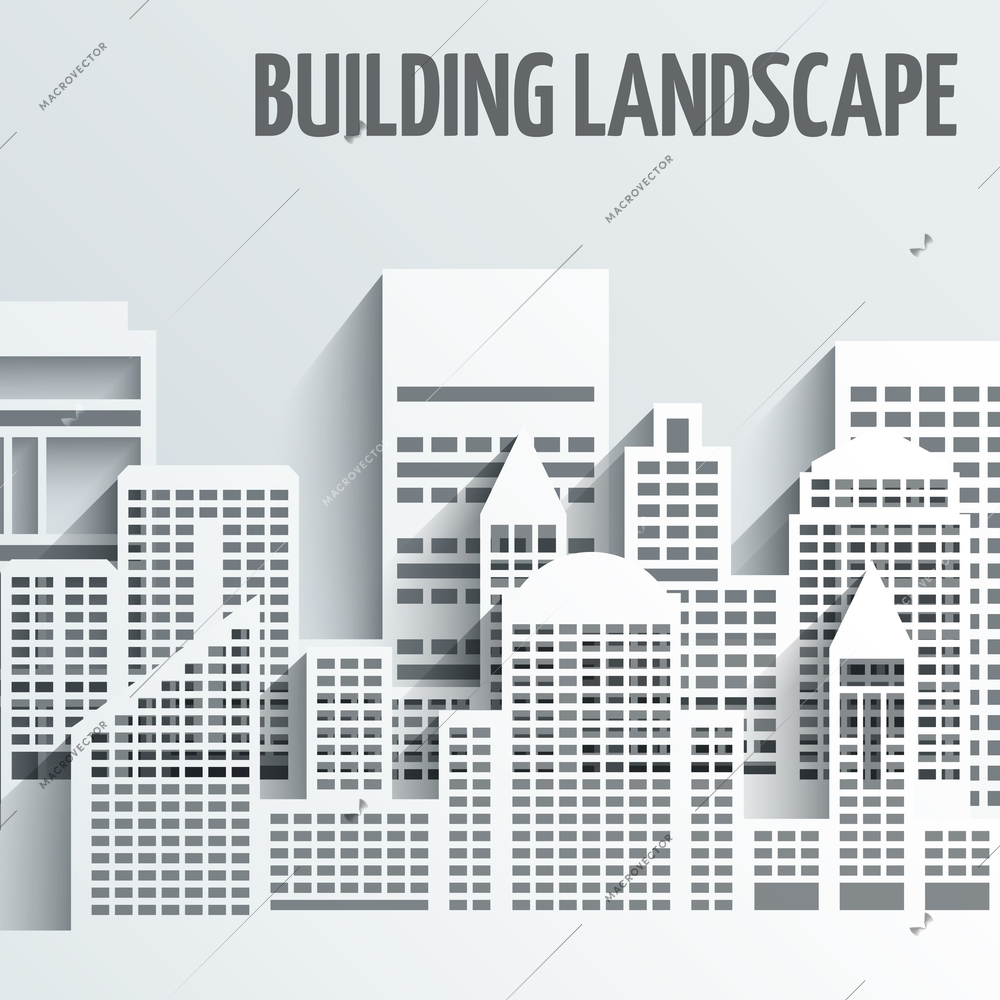 Modern city skyline building industrial paper landscape skyscraper offices vector illustration