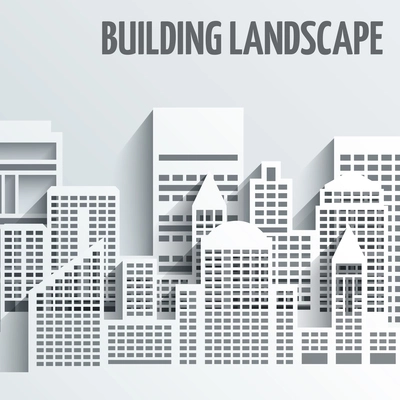 Modern city skyline building industrial paper landscape skyscraper offices vector illustration