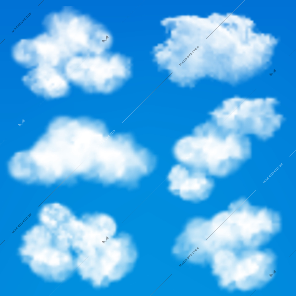 Blue sky with white summer clouds natural weather meteorology background vector illustration