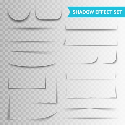 White blank paper cuts circle oval square rectangle with shadow and transparent effects realistic set vector illustration