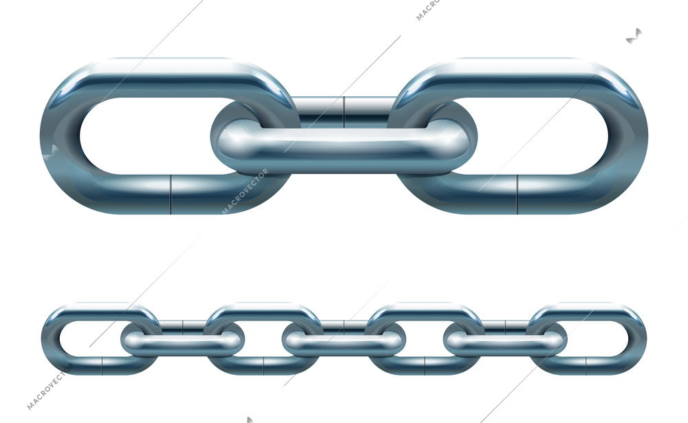 Metal silver chain links vector illustration isolated