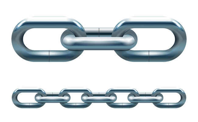 Metal silver chain links vector illustration isolated