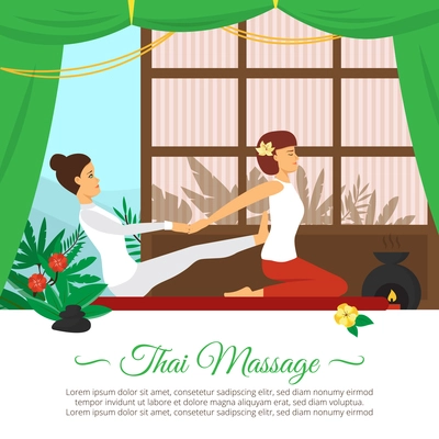 Flat design healthcare and thai massage session vector illustration