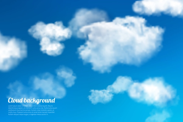 Blue sky with white summer clouds bright outdoor background vector illustration