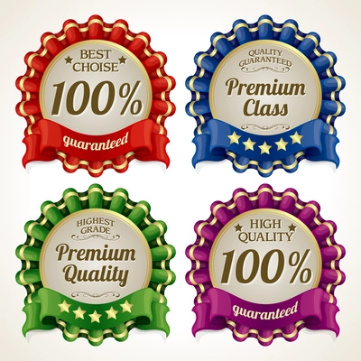 Ribbon advertising sale best choice high quality premium class labels isolated vector illustration