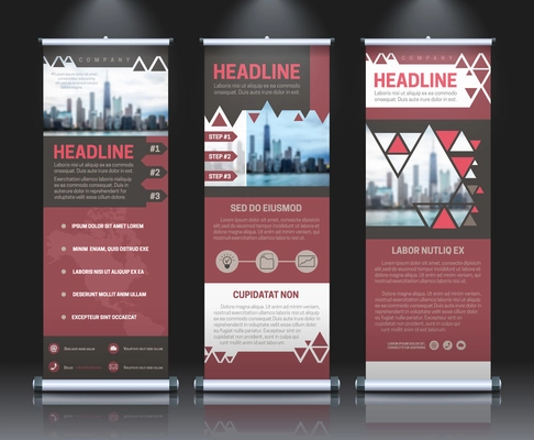 Rollup banners template with business presentation design template vector illustration