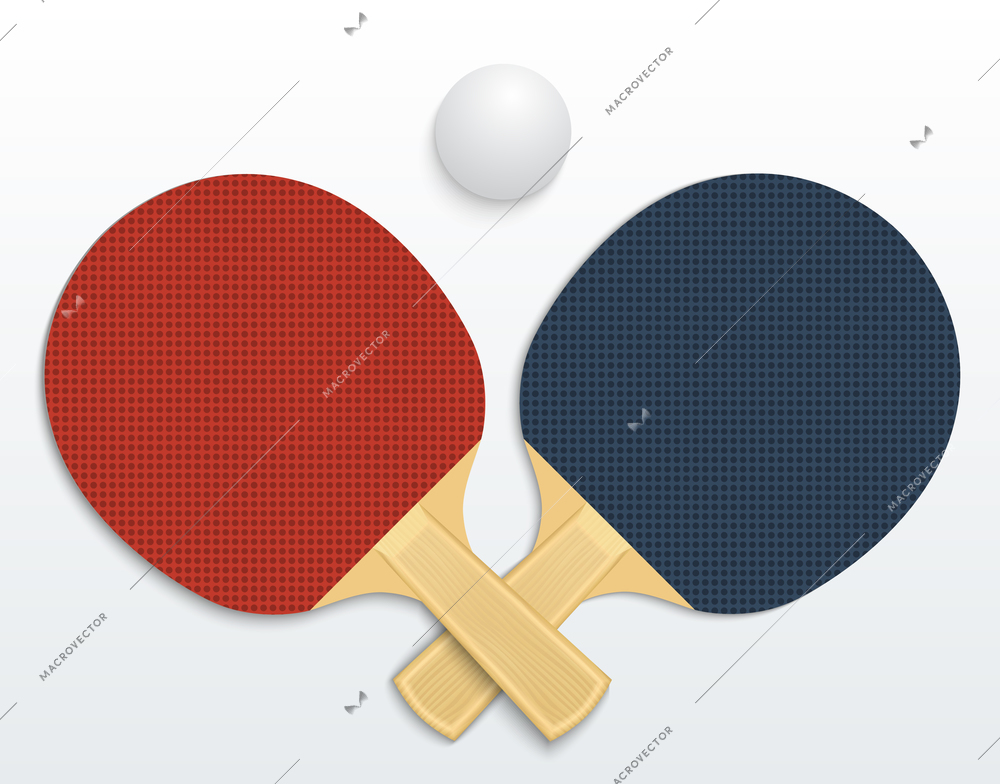 Two table tennis rackets and a ball vector illustration isolated