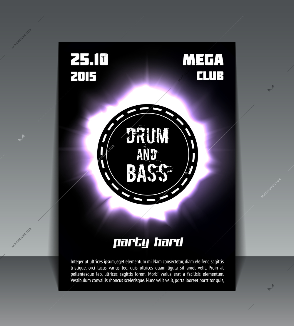 Eclipse drum and bass party flyer print, poster or banner