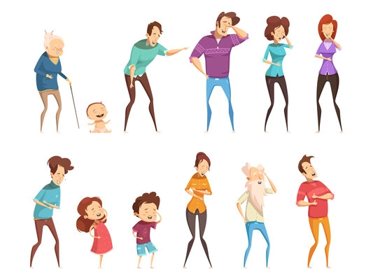 Laugh people icon set people of all ages and gender are laughing at something vector illustration