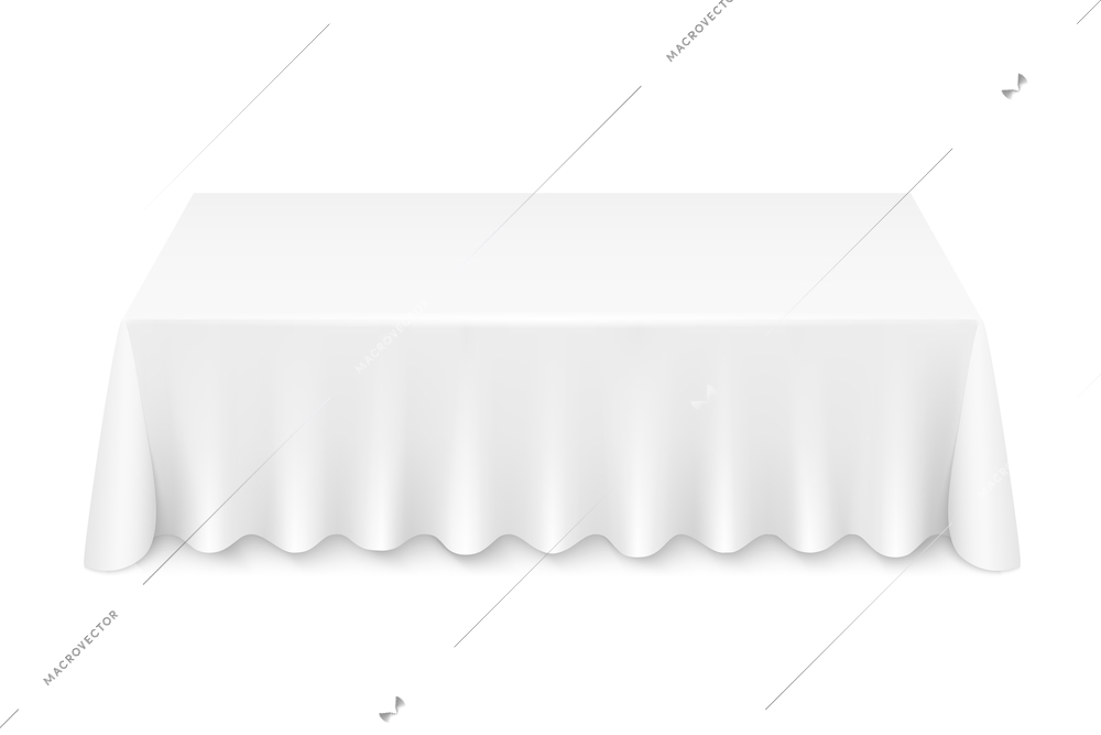 White rectangular table with tablecloth vector illustration isolated